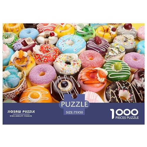 Puzzles 1000 Teile für Erwachsene, Süßigkeiten-Donuts-Puzzle, Holzbrettpuzzles, Familiendekoration, 1000 Teile (75 x 50 cm) von BREAUX