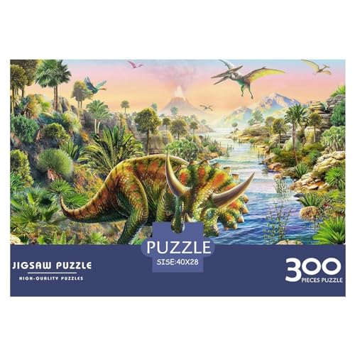 Puzzles 300 Teile für Erwachsene, Dinosaurier-Weltpuzzle, Holzbrettpuzzles, Familiendekoration, 300 Teile (40 x 28 cm) von BREAUX