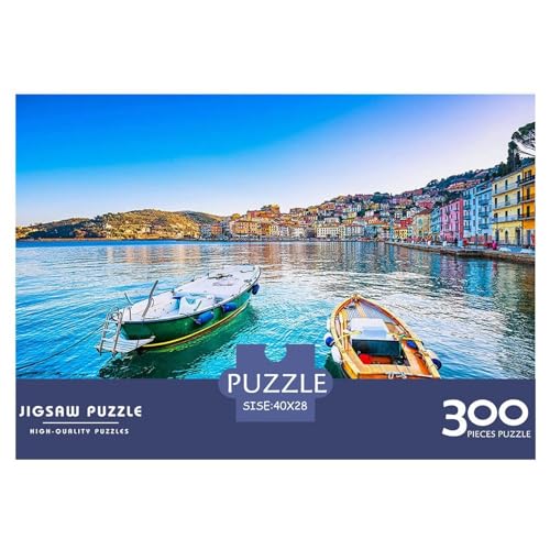 Puzzles 300 Teile für Erwachsene Europäische Stadt Seehafen Puzzle Holzbrettpuzzles Familiendekoration 300 Teile (40x28cm) von BREAUX