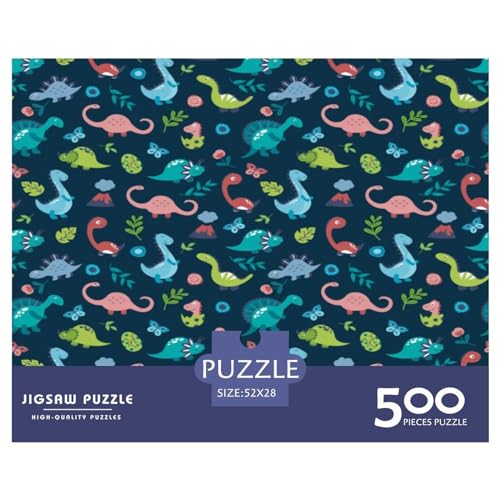 Puzzles 500 Teile für Erwachsene, Dinosaurier-Vektorpuzzle, Holzbrettpuzzles, Familiendekoration, 500 Teile (52 x 38 cm) von BREAUX
