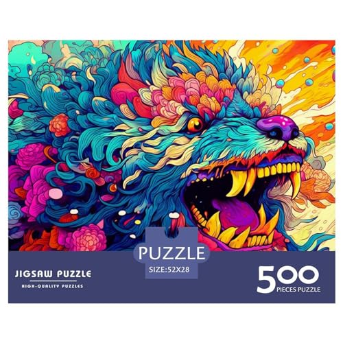 Puzzles 500 Teile für Erwachsene, Drachenpuzzle, Holzbrettpuzzles, Familiendekoration, 500 Teile (52 x 38 cm) von BREAUX