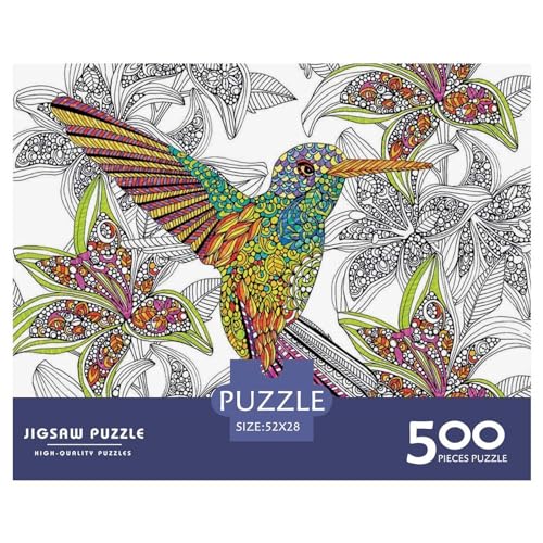 Puzzles 500 Teile für Erwachsene, Kolibri-Puzzle, Holzbrettpuzzles, Familiendekoration, 500 Teile (52 x 38 cm) von BREAUX