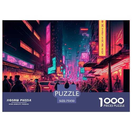Puzzles für Erwachsene, 1000 Teile, Nachtstadt-Geschenk, Holzbrettpuzzles für Erwachsene, lustig, 1000 Teile (75 x 50 cm) von BREAUX