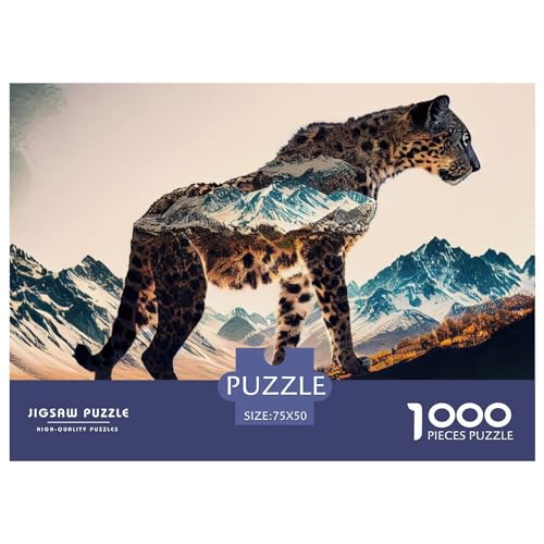Puzzles für Erwachsene, 1000 Teile, bewölkter Leopard, Kunstgeschenk, Holzbrettpuzzles für Erwachsene, lustig, 1000 Teile (75 x 50 cm) von BREAUX