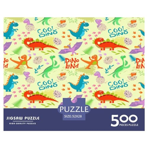 Puzzles für Erwachsene, 500 Teile, Dinosaurier-Vektor-Geschenk, Holzbrett-Puzzles für Erwachsene, lustig, 500 Teile (52 x 38 cm) von BREAUX