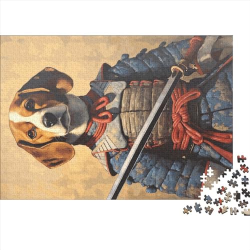 Puzzles in großen Teilen für Erwachsene, Beagle, der Samurai, Puzzles für Erwachsene, 1000 Teile (75 x 50 cm) von BREAUX