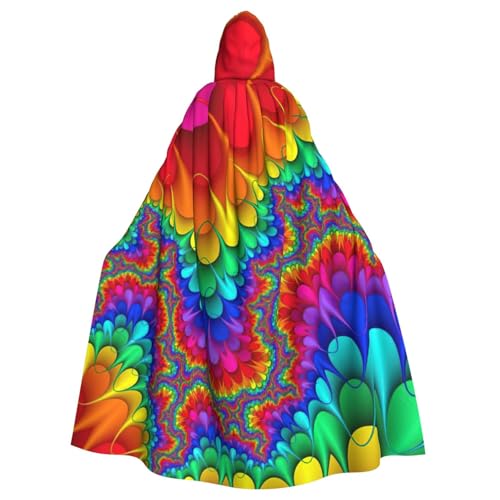 Regenbogen, Batikfärbung, roter Druck, Uni, Erwachsene, Kapuzenumhang mit Fliege, übergroßes Halloween-Kostüm, Umhang, Rollenspiel Regenbogen, Batikfärbung, roter Druck, Uni, Erwachsene, Kapuzenumhang mit Fliege, übergroßes Halloween-Kostüm, Umhang, Rollenspiel von BREAUX