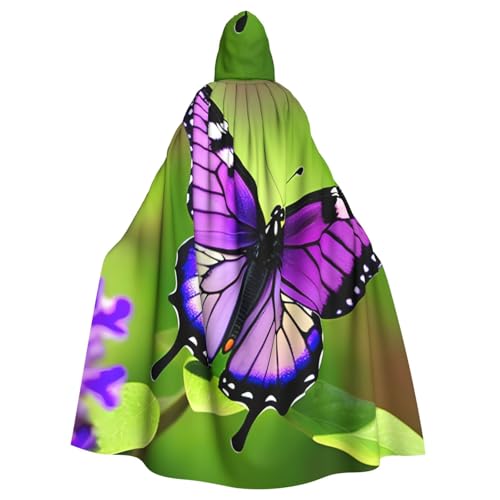 Schmetterling lila Druck Uni Erwachsene Kapuzenumhang mit Fliege, übergroßes Halloween-Kostüm, Umhang, Rollenspiel Schmetterling lila Druck Uni Erwachsene Kapuzenumhang mit Fliege, übergroßes Halloween-Kostüm, Umhang, Rollenspiel von BREAUX