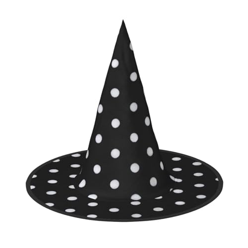Schwarz-weißes Hexenkostüm mit großem Punkt-Druck, Hexe und Zaubererhut, Hexenkostüm für Themendekoration, Halloween-Party von BREAUX