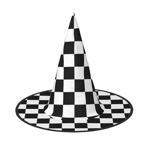 Schwarz-weißes Karomuster für Halloween, Hexen- und Zaubererhut, Hexenkostüm für Themendekoration, Halloween-Party Schwarz-weißes Karomuster für Halloween, Hexen- und Zaubererhut, Hexenkostüm für Themendekoration, Halloween-Party von BREAUX