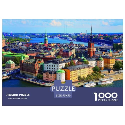 Schweden 1000-teiliges Holzpuzzle für Erwachsene und Kinder zum Stressabbau, 1000 Teile (75 x 50 cm) von BREAUX