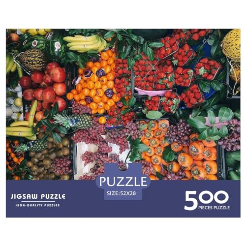 Sommerfrüchte-Geschenke, 500-teiliges Puzzle für Erwachsene – Holzpuzzles – Entspannungspuzzlespiele – Denksport-Puzzle 500 Teile (52 x 38 cm) von BREAUX