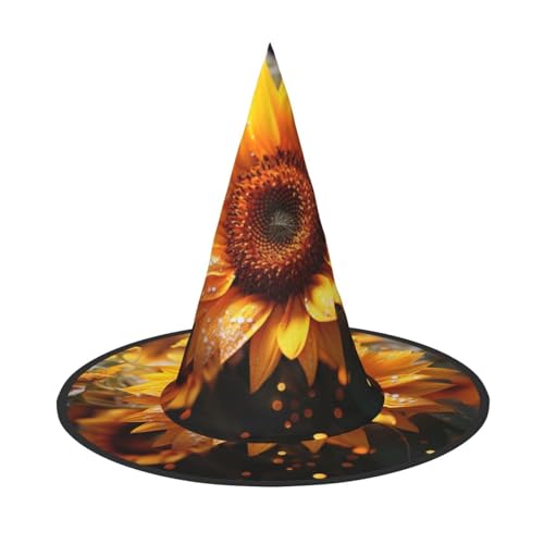 Sonnenblumen-Schönheitsdruck, Halloween-Hexen- und Zaubererhut, Hexenkostüm für Themendekoration, Halloween-Party von BREAUX