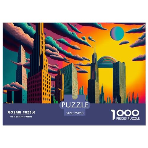 Stadtlandschaftspuzzle 1000 Teile Puzzle Kreatives rechteckiges großes Familienpuzzlespiel Kunstwerk für Erwachsene 1000 Teile (75 x 50 cm) von BREAUX