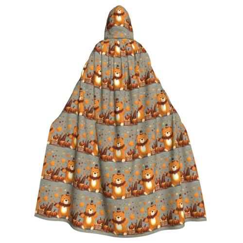 Tanzender Danksagungsbären-Druck, Uni, Erwachsene, Kapuzenumhang mit Fliege, übergroßes Halloween-Kostüm, Umhang, Rollenspiel Tanzender Danksagungsbären-Druck, Uni, Erwachsene, Kapuzenumhang mit Fliege, übergroßes Halloween-Kostüm, Umhang, Rollenspiel von BREAUX