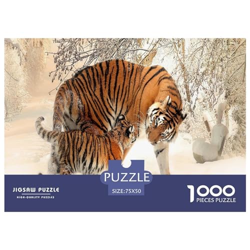 Tiger 1000-teiliges Puzzle für Erwachsene, kreatives rechteckiges Holzpuzzle, Geschenk für Freunde und Familie, 1000 Teile (75 x 50 cm) von BREAUX