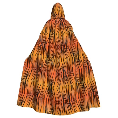 Tiger Stripe Print Uni Erwachsene Kapuzenumhang mit Fliege, übergroßes Halloween-Kostüm, Umhang, Rollenspiel von BREAUX