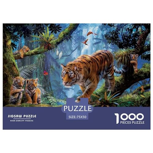 Tiger auf Baum, Holzpuzzle für Erwachsene, 1000 Teile, rechteckiges Puzzle, Geschenke für Erwachsene, Spiel, 1000 Teile (75 x 50 cm) von BREAUX