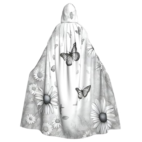 Umhang mit Kapuze, Schmetterlings-Gänseblümchen-Druck, Uni, Erwachsene, mit Fliege, übergroßes Halloween-Kostüm, Umhang, Rollenspiel Umhang mit Kapuze, Schmetterlings-Gänseblümchen-Druck, Uni, Erwachsene, mit Fliege, übergroßes Halloween-Kostüm, Umhang, Rollenspiel von BREAUX