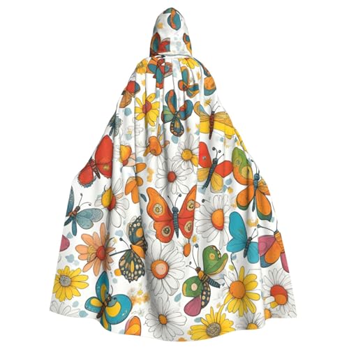 Umhang mit Kapuze, Schmetterlings-Gänseblümchen-Druck, Uni, Erwachsene, mit Fliege, übergroßes Halloween-Kostüm, Umhang, Rollenspiel Umhang mit Kapuze, Schmetterlings-Gänseblümchen-Druck, Uni, Erwachsene, mit Fliege, übergroßes Halloween-Kostüm, Umhang, Rollenspiel von BREAUX