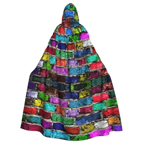 Umhang mit Kapuze, buntes Ziegelmuster, Uni, Erwachsene, mit Fliege, übergroßes Halloween-Kostüm, Rollenspiel Umhang mit Kapuze, buntes Ziegelmuster, Uni, Erwachsene, mit Fliege, übergroßes Halloween-Kostüm, Rollenspiel von BREAUX