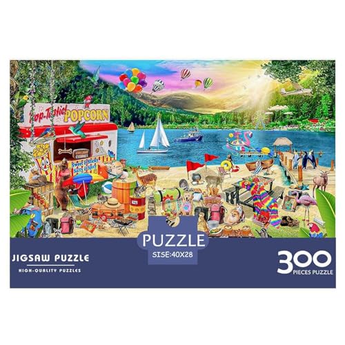 Urlaubscamp-Puzzle, 300 Teile, kreatives rechteckiges großes Familienpuzzlespiel, Kunstwerk für Erwachsene, 300 Teile (40 x 28 cm) von BREAUX