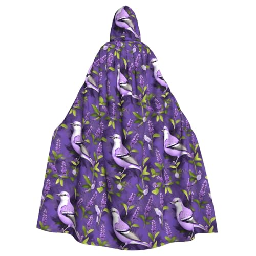 Vogel in lila Lavendel Blumendruck Halloween Umhang Halloween Umhang Halloween Kapuzenumhang Erwachsene Party Umhang von BREAUX