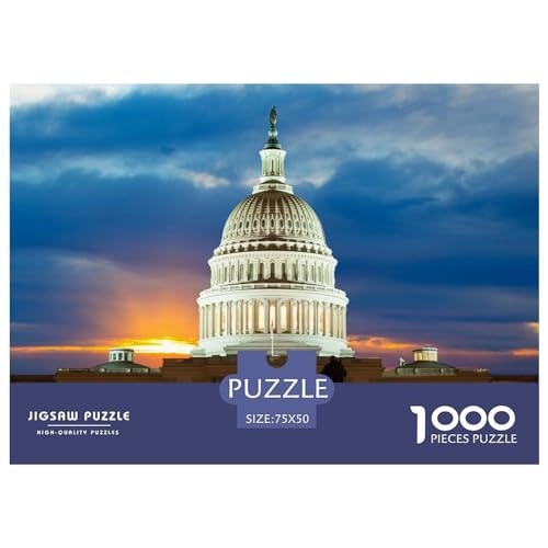 Washington Capitol Hill 1000-teiliges Puzzle für Erwachsene, kreatives rechteckiges Holzpuzzle, Geschenk für Freunde und Familie, 1000 Teile (75 x 50 cm) von BREAUX