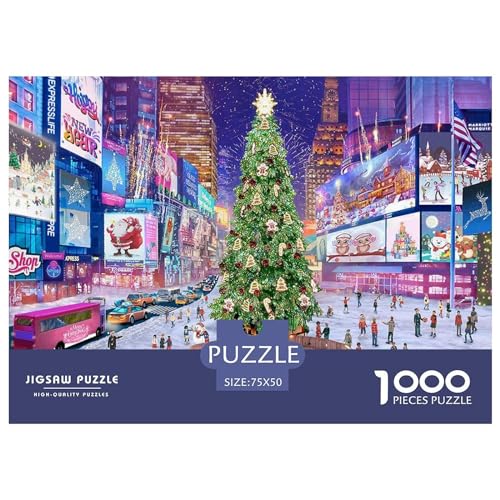 Weihnachtsquadrat-Puzzles 1000 Teile, kreatives rechteckiges großes Familienpuzzlespiel, Kunstwerk für Erwachsene, 1000 Teile (75 x 50 cm) von BREAUX