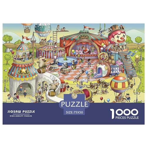 Zirkus-Holzpuzzle für Erwachsene, 1000-teiliges Puzzle, rechteckiges Puzzle, Geschenke für Erwachsene, Spiel 1000 Stück (75 x 50 cm) von BREAUX