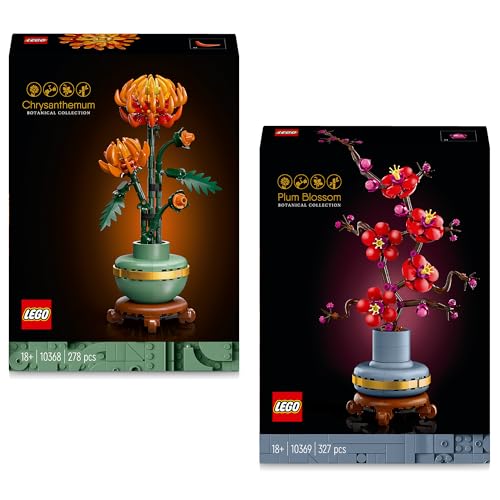 Lego Chrysantheme & Pflaumenblüte (10368, 10369), Lego Blumen Neuheiten Kombi – Zwei Lego Icons Blumen als Zimmer Deko, Lego Botanical Collection, Lego Rosenstrauß für Erwachsene von BRICK Flip