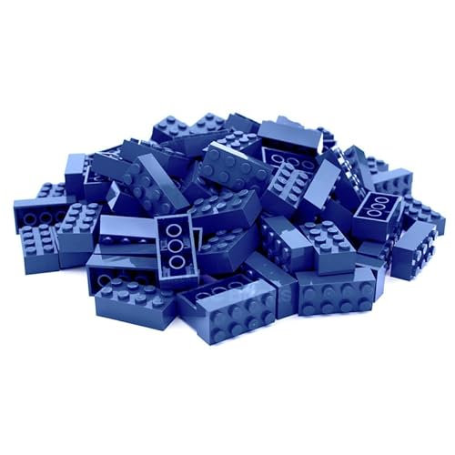 Lego 2x4 Steine Classic, 100 Stück - Einzelne Bausteine in der Großpackung, für Lego Platte und Box, Einsteigerset | Basic Bricks (3001) (Dunkelblau) von BRICK Flip