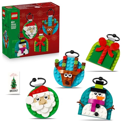 Lego Christbaumanhänger - Lego 40744 Verschiedene Christbaumanhänger Set als Dekoration für den Weihnachtsbaum, Baum Ornamente aus Legosteine inkl. bedruckter Fliese von BRICK Flip