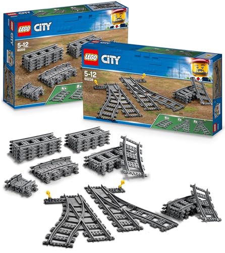 Lego City Schienen & Weichen Kombi (60205 + 60238), Eisenbahn Erweiterung (Lego Train Expansion), Zubehör für Zug Elektrisch von BRICK Flip