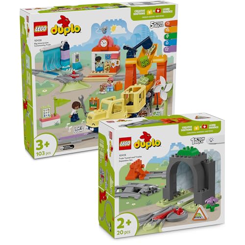 Lego DUPLO Eisenbahn 2er-Set - Kleines Starter Set mit DUPLO Zug Elektrisch, Lego DUPLO Eisenbahntunnel & Schienen Erweiterung (10425 & 10428), ab 3 Jahre Eisenbahn von BRICK Flip