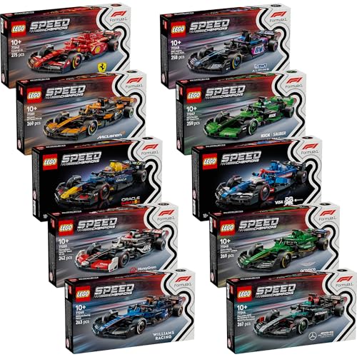Lego F1 Komplett-Set: Alle 10 Lego Speed Champions Formel 1 Autos - F1 Lego Set mit Rennautos für Kinder ab 18 Jahre (Lego Speed Champions 2025) von BRICK Flip