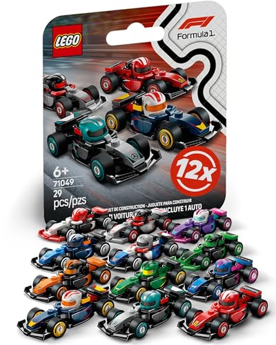 Lego F1 Rennwagen Serie mit 12 Formel 1 Autos: Komplett-Set der Lego Minifiguren Serie 71049 von BRICK Flip