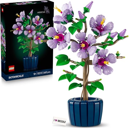 Lego Hibiskus Blume (10372) - Blumen Lego Botanicals, Blumenstrauß Deko (inkl. bedruckter Fliese) von BRICK Flip