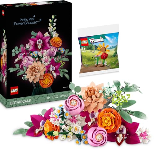 Lego Rosafarbener Blumenstrauß Mit Polybag-Geschenk - Blumenstrauß Rosa Ab 18 Jahre, für Erwachsene, Pink Flower Bouquet (10342) von BRICK Flip