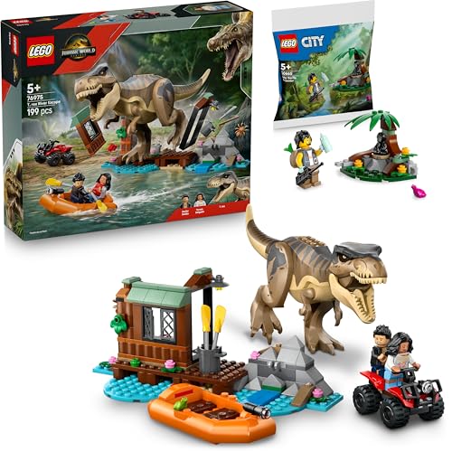 Lego Jurassic World Flucht vor dem T.Rex - 76975 Lego T-Rex mit Polybag-Geschenk, Jurassic Park Set Dinosaurier ab 8 Jahre - Neuheiten 2025 von BRICK Flip