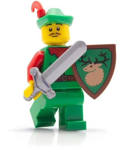 Lego Ritter Figuren Set: Forestman #1 mit Schwert und Schild – Erweitere Deine Ritterburg mit Knights Minifiguren und Waffen von BRICK Flip