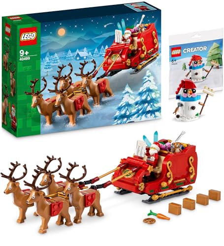 Lego Schlitten des Weihnachtsmanns – Weihnachtsmann Set, Christmas Set für Dein Weihnachtsdorf mit Santa/Nikolaus (40499) inkl. Festliches Polybag-Geschenk von BRICK Flip