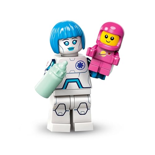 Weltraum Nanny (Nurse Android), Lego Minifiguren Serie 26 Weltraum (Series 26 Space), einzelne Sammelfigur, Complete Set with Stand and Accessories, CMF (col26-6) von BRICK Flip
