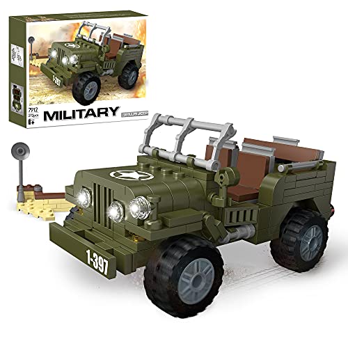 BRICK STORY Militärfahrzeug-Bausets, Armee-LKW-Bausatz, WW2, Willys, Auto-Modellbau, Spielzeug für Kinder im Alter von 6–12 Jahren (272 Stück) von BRICK STORY