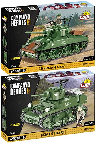 BRICKCOMPLETE COBI 2er Set: 3048 M3A1 Stuart & 3044 Sherman M4 A1 von BRICKCOMPLETE