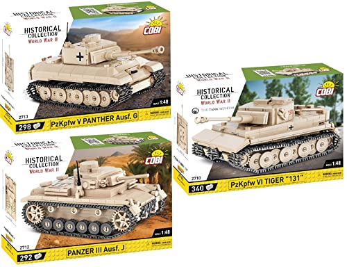 BRICKCOMPLETE COBI 3er Set: 2710 Panzer VI Tiger 131, 2712 Panzer III AUSF. J & 2713 Panzer V Panther AUSF. G von BRICKCOMPLETE
