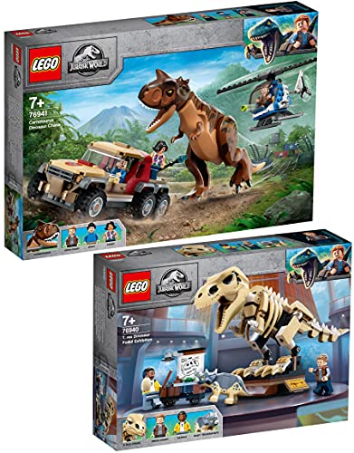 Lego 2er Set: 76940 T. Rex-Skelett in der Fossilienausstellung & 76941 Verfolgung des Carnotaurus von BRICKCOMPLETE