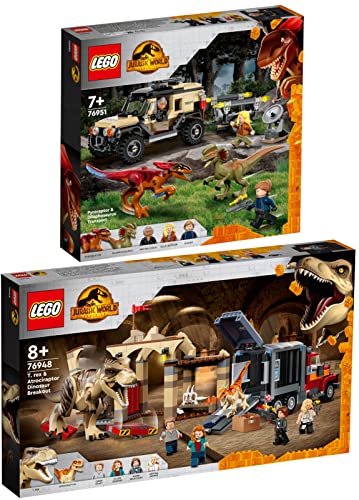 Lego 2er Set: 76948 T. Rex & Atrociraptor: Dinosaurier-Ausbruch & 76951 Pyroraptor & Dilophosaurus Transport von BRICKCOMPLETE
