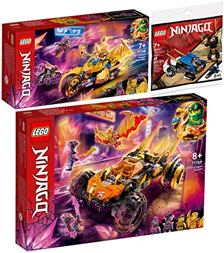 Lego 3er Set: 71769 Coles Drachen-Flitzer, 71768 Jays Golddrachen-Motorrad & 30592 Mini Donnerjäger von BRICKCOMPLETE