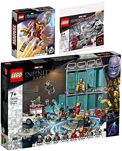 Lego 3er Set: 76216 Iron Mans Werkstatt, 76203 Iron Man Mech & 30443 Spider-Mans Brückenduell von BRICKCOMPLETE